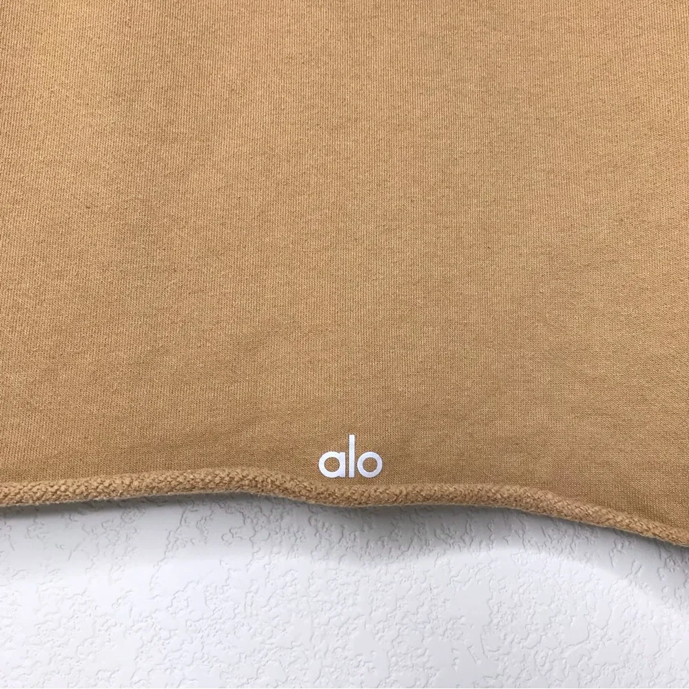ALO Effortless Crop Hoodie With Turtleneck In Camel
